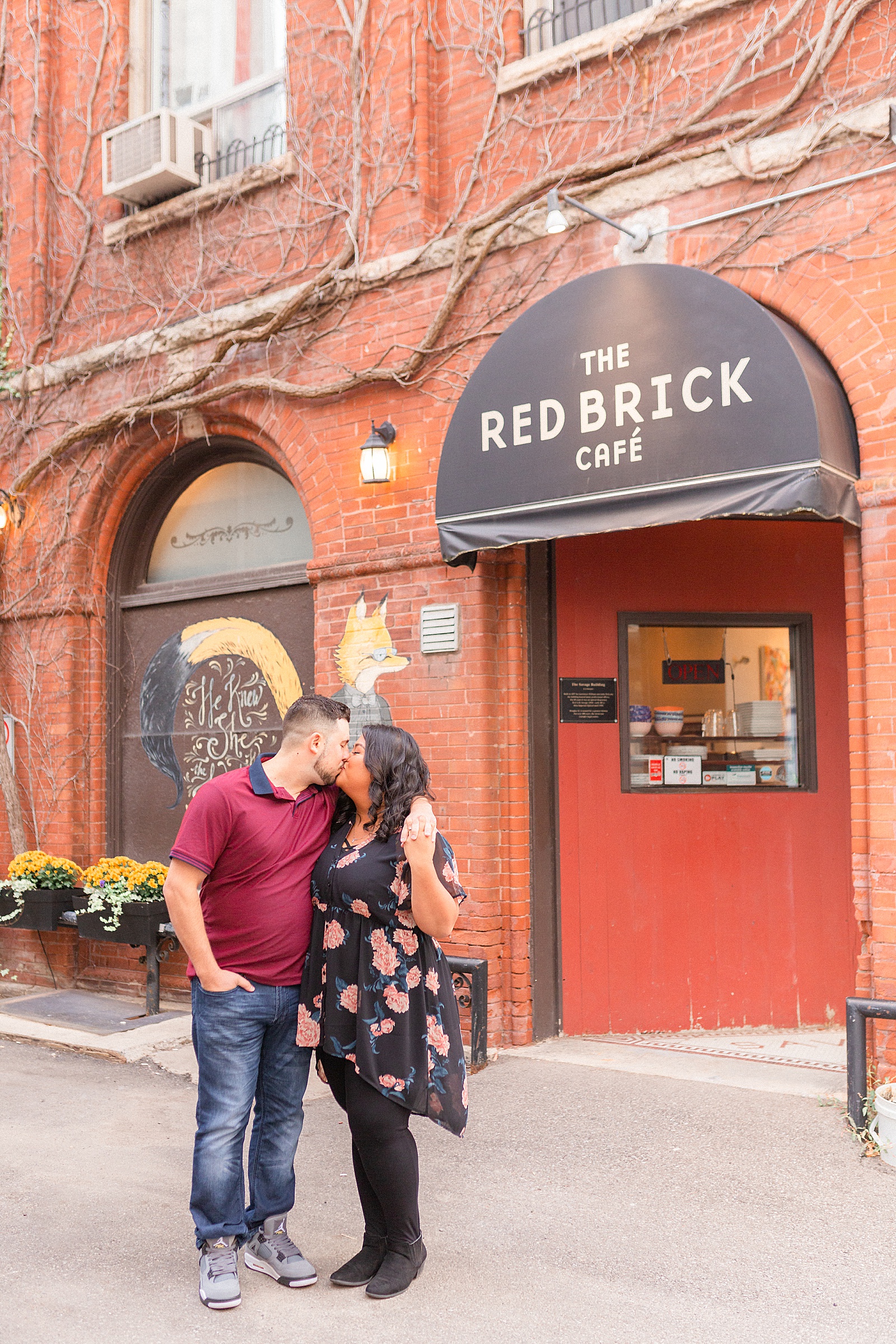 Engagement session at the Red Brick Cafe
